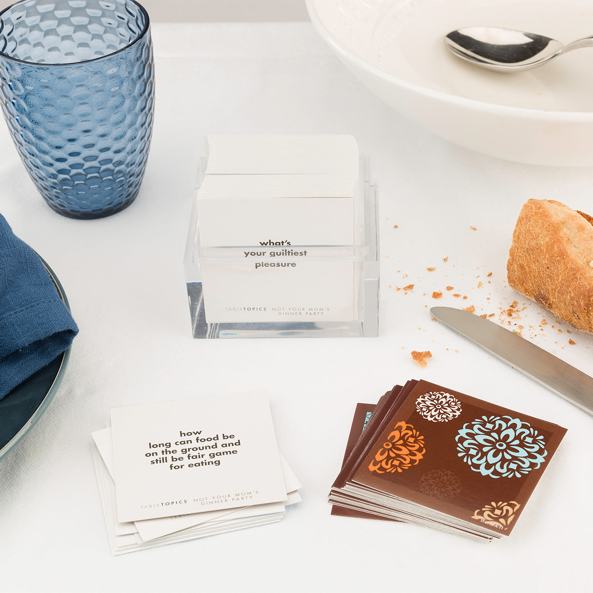 TableTopics Not Your Mom's Dinner Party out on a table