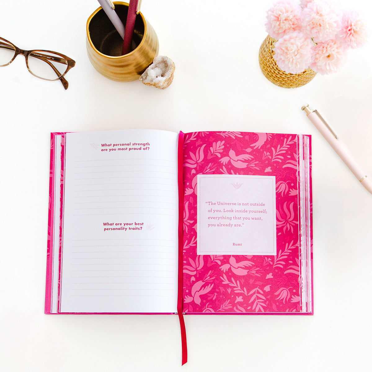 TableTopics Gratitude Prompted Journal open on a table