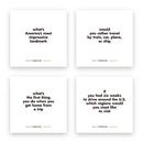 Four TableTopics Travel sample conversation starter cards