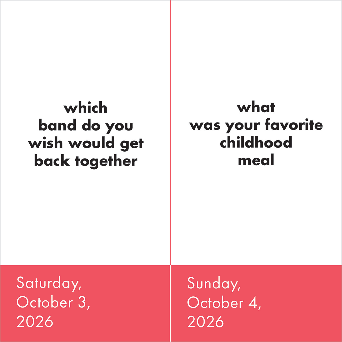 Weekend Page of TableTopics® Question-a-Day Page-A-Day® Calendar 2026 with two questions