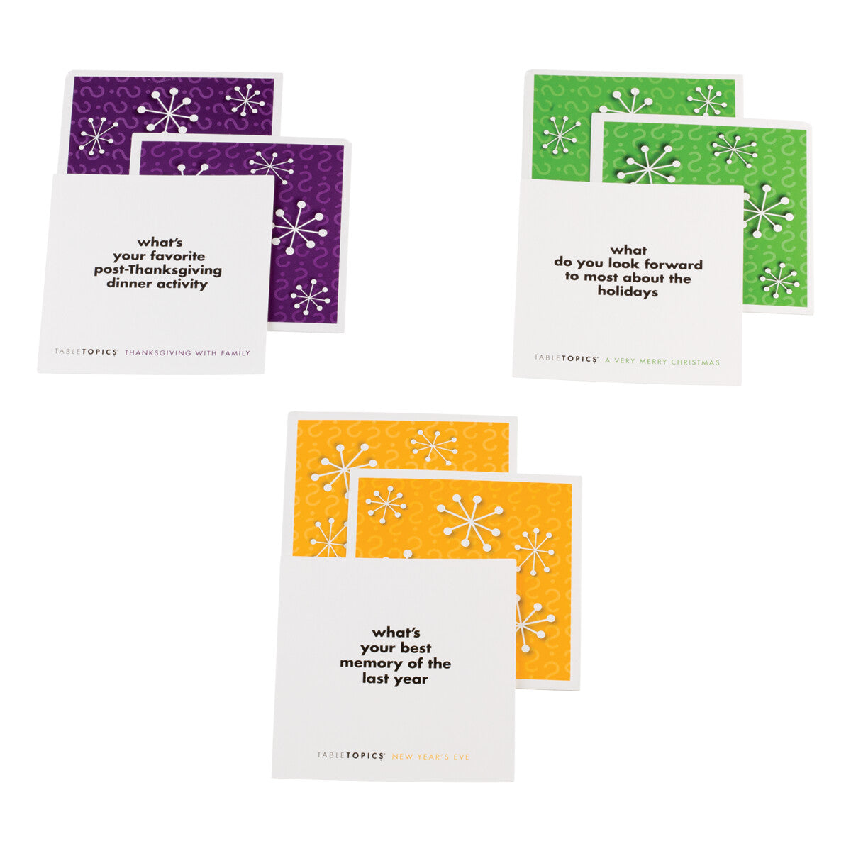 TableTopics Holiday Conversation Pack sampling of cards