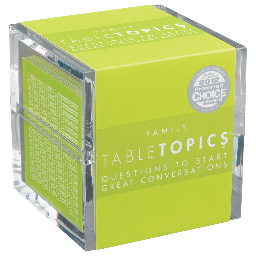 TableTopics Family's 135 conversation starters are a fun, easy way to get your family talking. Plus it's an award-winner!