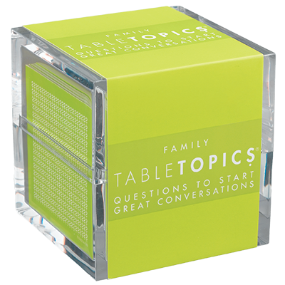 TableTopics Family's 135 conversation starters are a fun, easy way to get your family talking. Plus it's an award-winner!