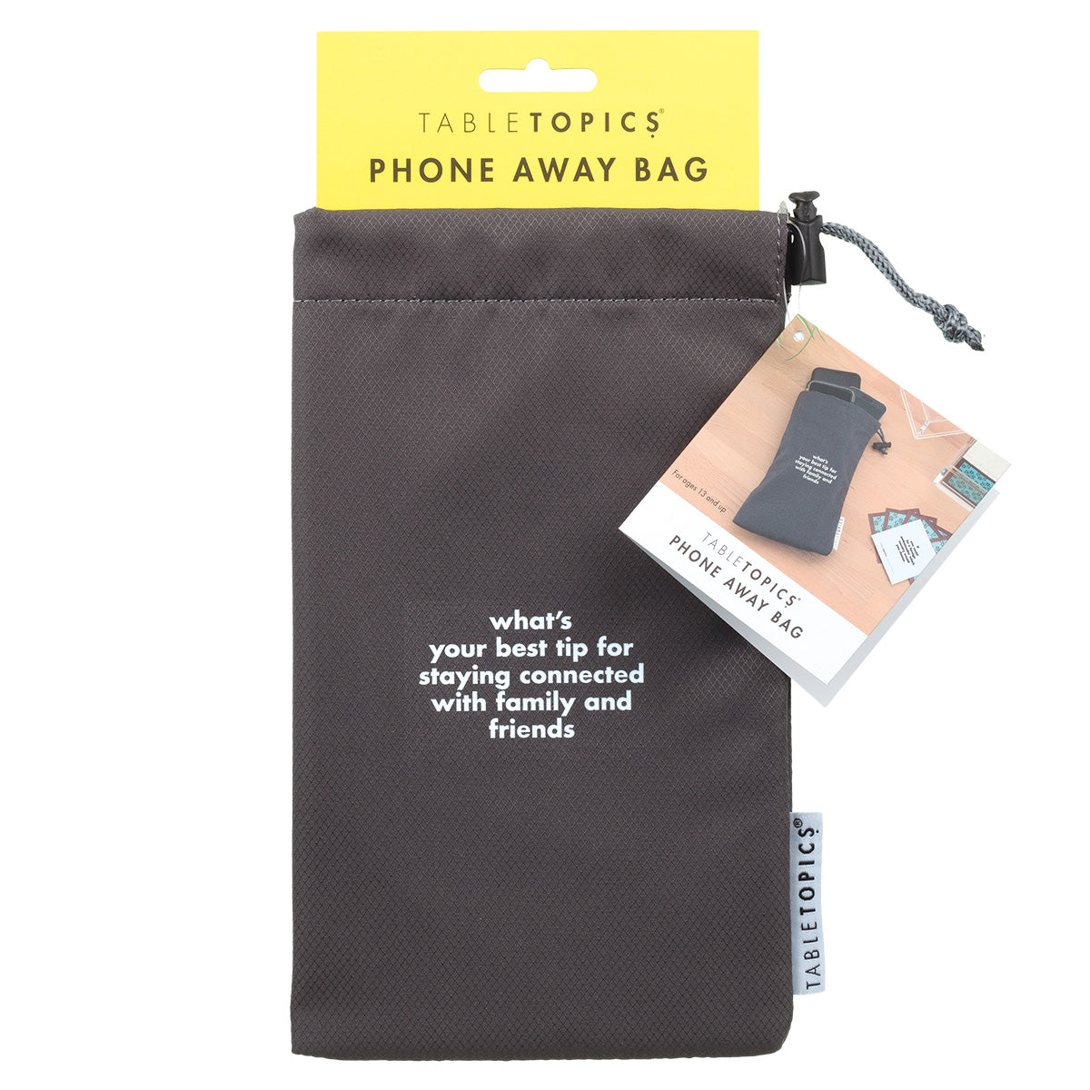 Remove the distraction of mobile phones with TableTopics Phone Away Bag - Unplug & Connect