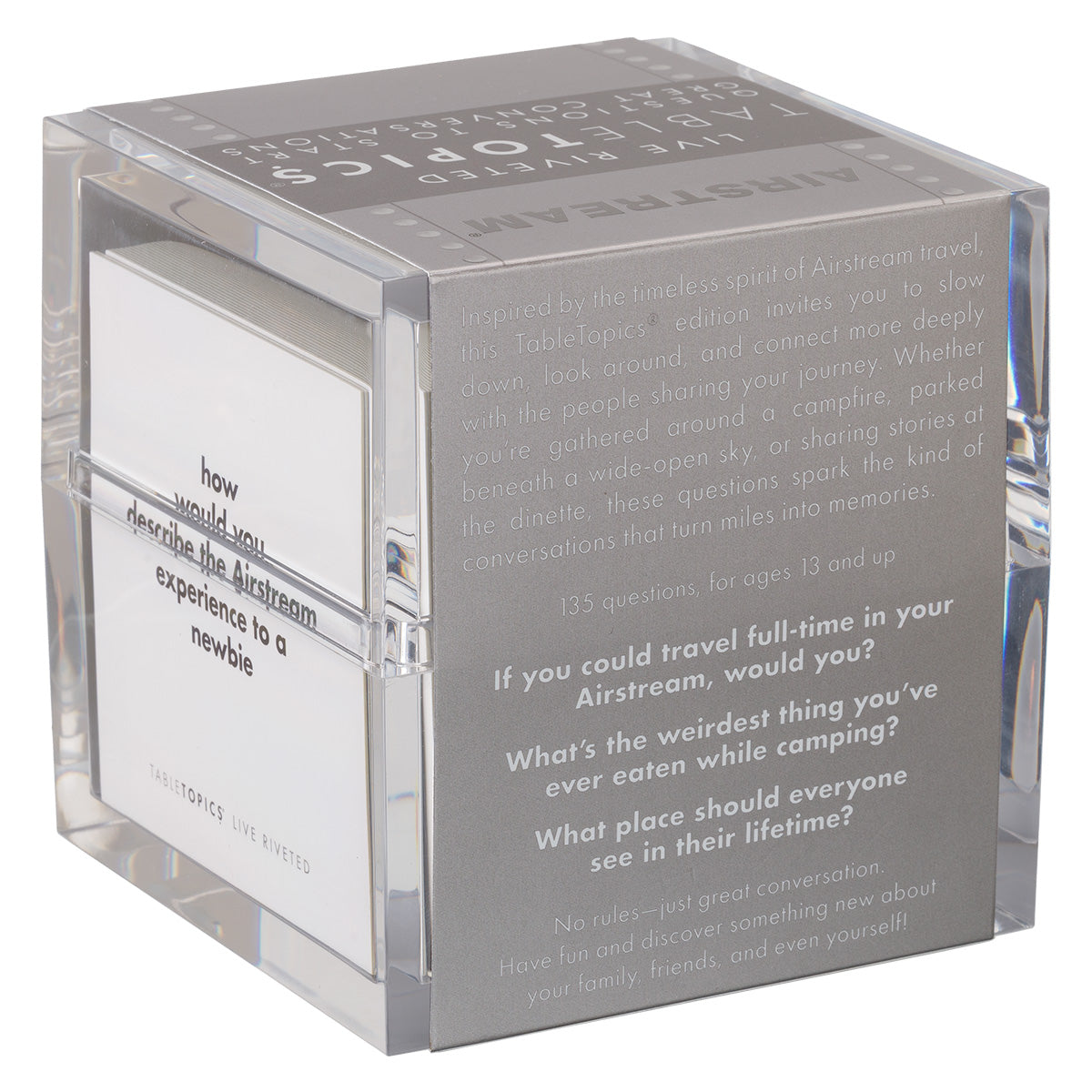 TableTopics Airstream Live Riveted Conversation Cards Back of Cube