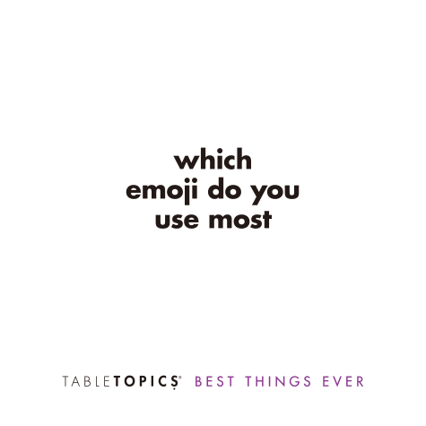 TableTopics Best Things Ever conversation card with the question: Which emoji do you use most?