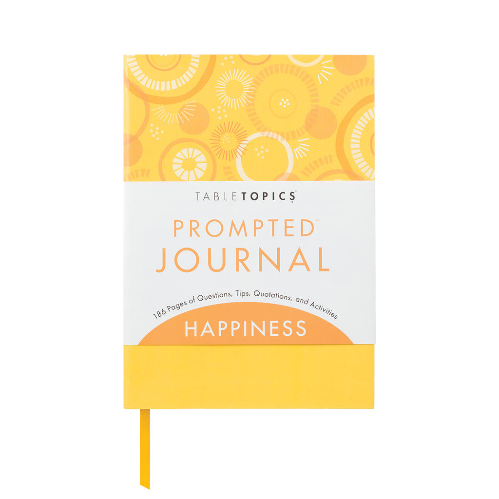 TableTopics Happiness Prompted Journal cover - 192 pages of questions, tips, quotations, and activities