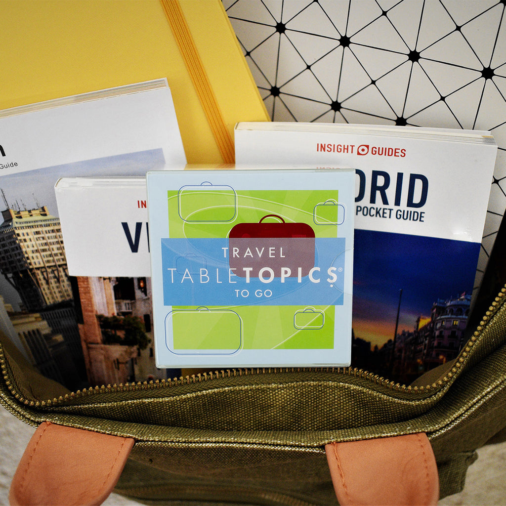 TableTopics Travel To Go in a bag with travel guides to European cities