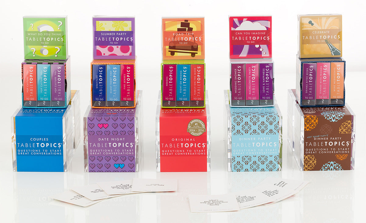 TableTopics Tabletop sets, To Go sets, and Conversation Packs