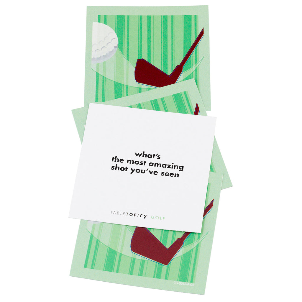 TableTopics Golf To Go conversation starter cards - what's the most amazing shot you've seen?
