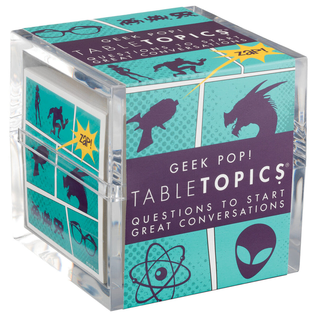 TableTopics Geek Pop tabletop set includes 135 questions for fun conversation about everything you geek out about.