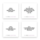 4 conversation starter question cards from TableTopics Inspiring Women set.