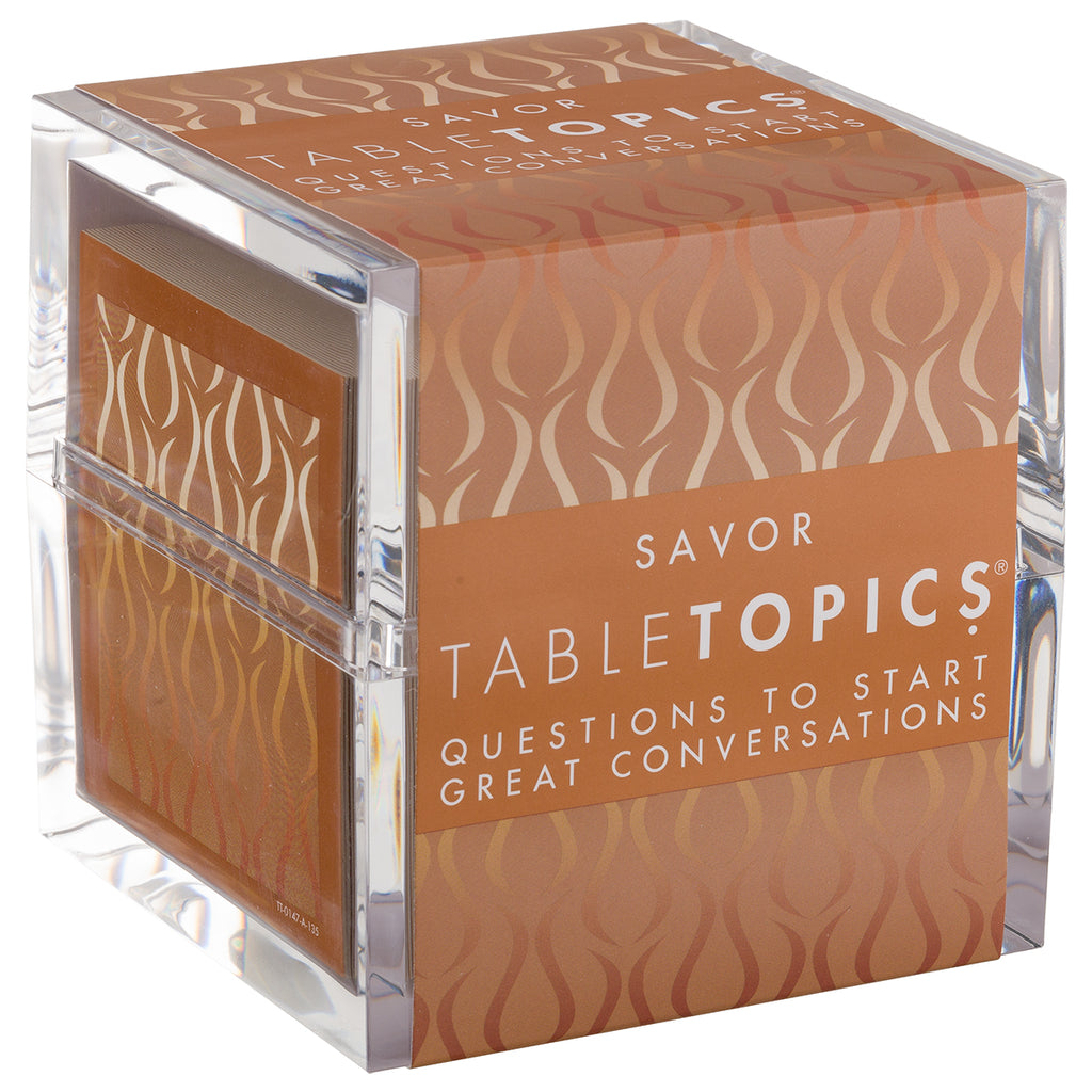 TableTopics Savor's 135 conversation starter questions gives you a great way to share your passion for food and cooking.